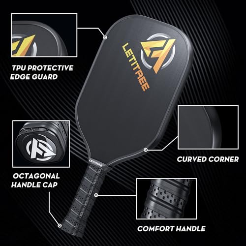 LETITREE 2025 Carbon Fiber Pickleball Paddle with T700 Carbon Fiber Surface (CFS) 16mm Polypropylene Honeycomb Core Pickleball Racket