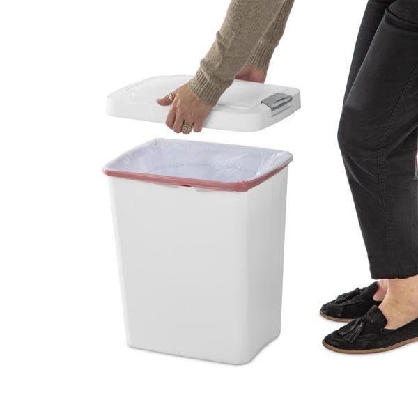 Sterilite 10438004 7.5 Gallon White TouchTop™ Wastebasket