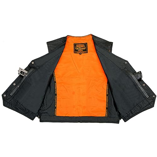 Milwaukee Men's Deep Pocket Leather Vest (Black, X-Small)