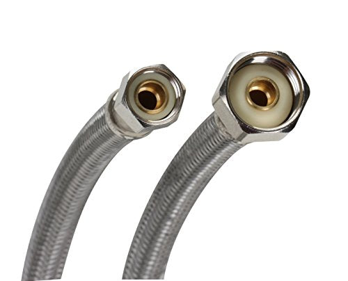 Fluidmaster B1F48 Faucet Connector, Braided Stainless Steel - 3/8 Female Compression Thread x 1/2 F.I.P. Thread, 4 Ft. (48-Inch) Length