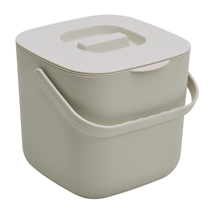 YourCasa® Compost bin Kitchen Counter with lid -1.85 Gallon - Countertop Compost bin - Composting Bin Dishwasher Safe - Odour Proof - Inner Sieve - Indoor Compost bin Kitchen composter (Beige)