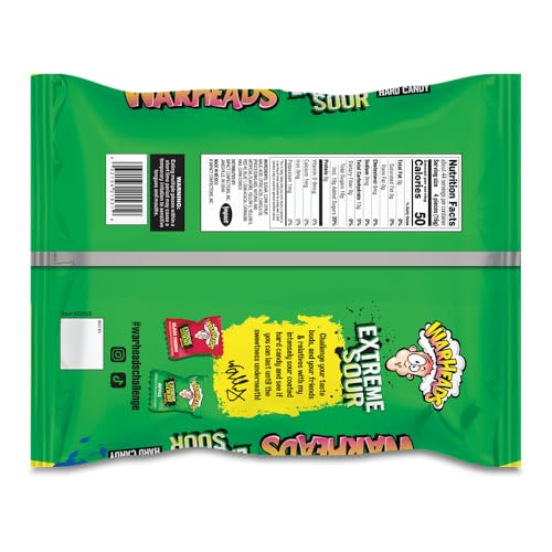 WARHEADS - Extreme Sour Hard Candy - Sour Apple, Black Cherry, Blue Raspberry, Lemon & Watermelon Flavors - 1 oz. Bags - 12 Pack