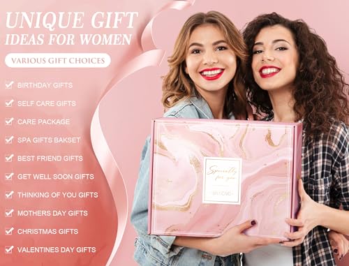Birthday Gifts for Women Self Care Gifts Get Well Soon Gifts, Rose Relaxing Spa Gifts Basket Care Package w/ Luxury Flannel Blanket, Unique Christmas Gifts Idea for Mom Her Best Friends Sister Wife