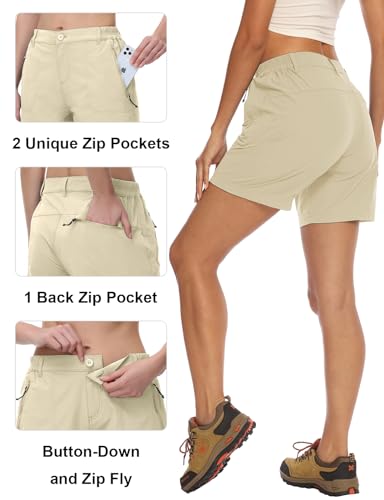 TBMPOY Women's Hiking Golf Shorts Quick Dry with Pockets Lightweight Work Cargo Short Outdoor Active Summer for Women Bean Paste Green XXL