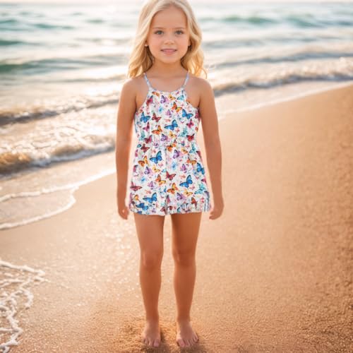Toddler Baby Girl Romper Sleeveless Halter Neck One Piece Strap Jumpsuit Cute Little Girl Summer Clothes With Side Pockets