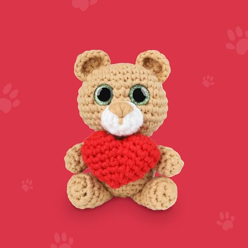 Cookie Box Crochet Kit for Beginners - Learn to Crochet Amigurumi Stuffed Animals - Gift - for Kids (13+) and Adults - Beginner-Friendly Yarn - Stitch-by-Stitch Video Tutorial - Bear Charlie