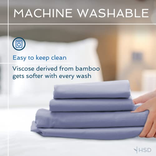 Hotel Sheets Direct 4 Piece Bed Sheet Set California King, 100% Viscose Derived from Bamboo Sheets Set with 2 Pillowcases, Cooling & Breathable Luxury Bedding, Moisture-Wicking & Silky Soft, Navy Blue