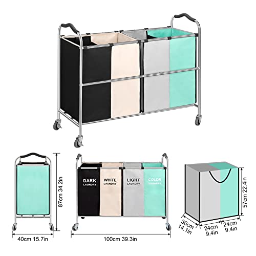 Large Laundry Basket, Waterproof, Freestanding Laundry Hamper with Wheels, Tall Clothes Hamper Laundry Sorter with Wheels for Clothes Toys in the Dorm & Family in Close Storage and Organizer