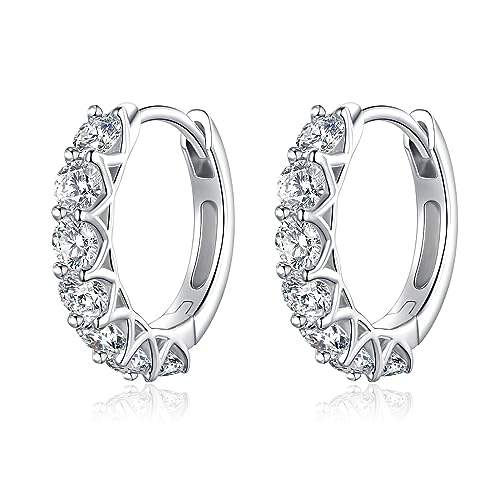 JSGEMSLEE Hypoallergenic Cubic Zirconia Huggie Hoop Earrings for Women 925 Sterling Silver Post Small Hoops Earrings Jewelry Gifts