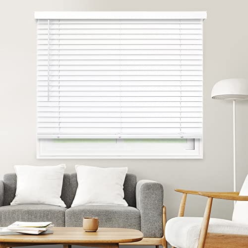 CHICOLOGY Faux Wood Blinds, Window Blinds, Wood Blinds, Window Shades, Window Treatments, Blinds & Shades, Window Shades for Home, Wooden Blinds, Basic White, 41" W X 48" H