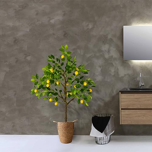 Warmplants Artificial Fiddle Leaf Fig Tree, 6ft Tall Fake Fiddle Leaves Silk Plant with Woven Basket, Decorative Faux Ficus Lyrata Tree for Indoor Outdoor Home Office Living Room