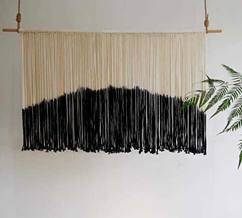 Flber Tie-Dye Macrame Wall Hanging Large Bohemian Yarn Tapestry Macrame Home Décor, 57''W*35''L