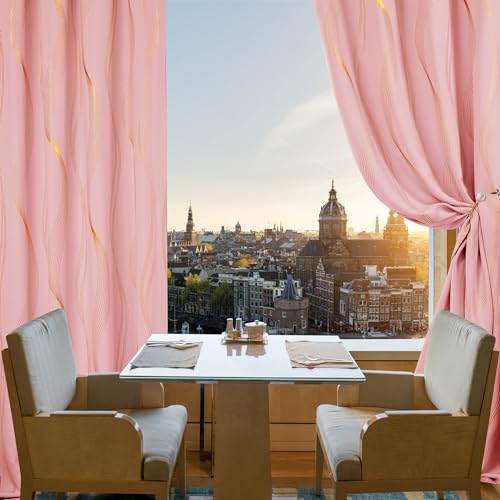 Deconovo 100% Blackout Curtains for Bedroom, Thermal Insulated Energy Saving and Sustainable Window Drapes with Grommets, Orange, 42Wx63L Inch