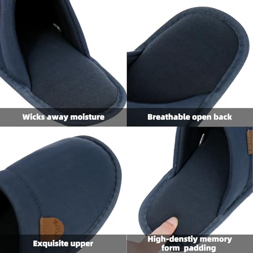 WALKFUN Comfortable House Slippers for Men Full Toe Comfortable Indoor Slip on Warm Slides Sandals with Memory Foam for Bedroom,Indoor Home(Coffee 11-12)