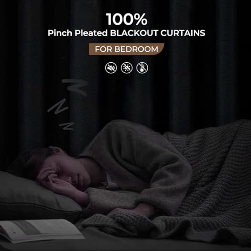 INOVADAY Blackout Curtains Pinch Pleated Linen Curtains 2 Panel Set, W40 x L95, Rust Brown