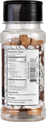 Soeos Cinnamon Sticks, Ceylon Cinnamon Sticks, Organic Ceylon Cinnamon Sticks, Real Cinnamon Sticks farmed in Sri Lanka, Non-GMO, Cinnamon for Coffee, Baking, Cooking and Beverages 1 oz (28g)