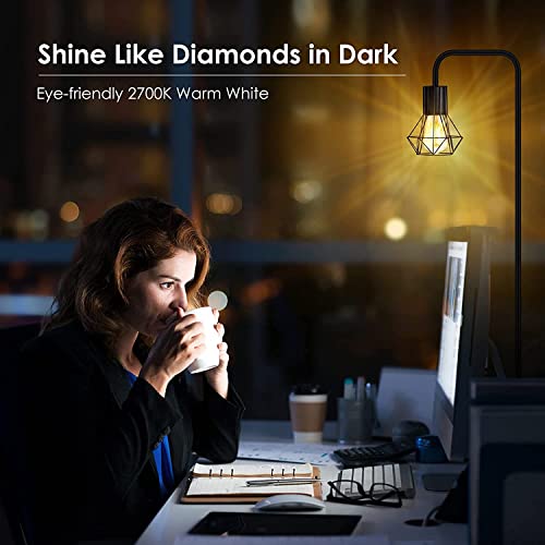BoostArea Industrial Floor Lamp, Diamond Shape Design, 6W LED Bulb, E26 Socket, On/Off Footswitch, Premium Quality, Safe, Easy Assembly, Modern Style, Black