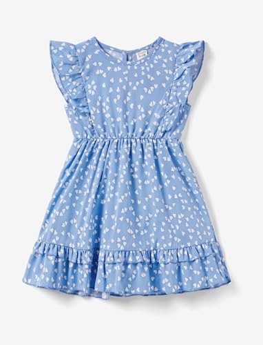 PATPAT Mommy and Me Dresses Matching Outfits Family Matching Flutter Sleeve Dress for Mother and Daughter Girls 6-7 Years Cute Pink