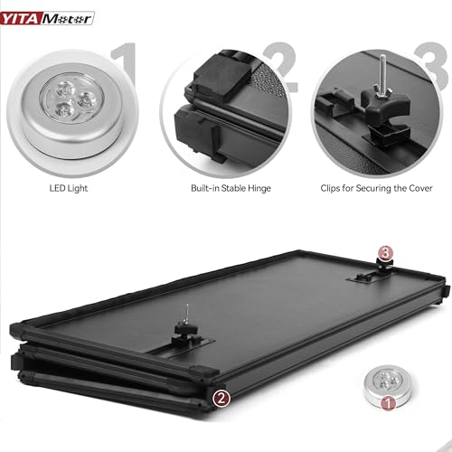 YITAMOTOR Soft Tri-fold Truck Bed Tonneau Cover Compatible with 2015-2024 Ford F150 F-150 5.5ft Bed, Reflective Strip Style