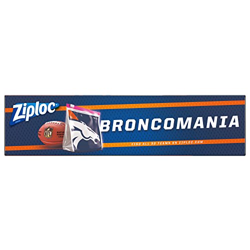 Ziploc Slider Storage Gallon Bag, Great for Grab-and-go Snacking, Tailgating or homegating, 20 Count- NFL Denver Broncos