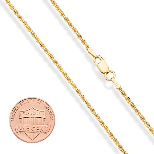 Miabella Italian Solid 18K Gold Over 925 Sterling Silver 2mm, 3mm Diamond-Cut Braided Rope Chain Necklace for Men Women, Made in Italy (2mm, Length 16 Inches)
