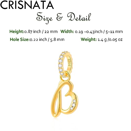 Alphabet CZ Letter W Pendant Charm, 18K Yellow Gold Plated 925 Sterling Silver Initial W Dangle Beads fit Pandora Wedding Anniversary Bracelet, Gift for Bride Bridal/Wife Wifey/Sister