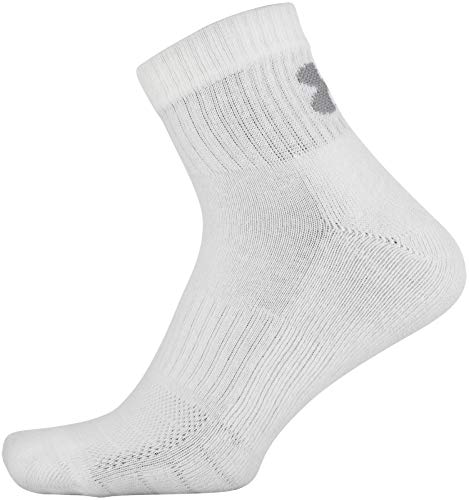 Under Armour Adult Training Cotton Quarter Socks, Multipairs , White (6-Pairs) , Large