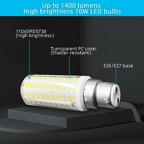 TZHILAN LED Refrigerator Light Bulb 4W-6W 40Watt Equivalent, Waterproof Replacement for Frigidaire, Freezer IP54, 120V E26 Daylight White 6000K, 2-Pack