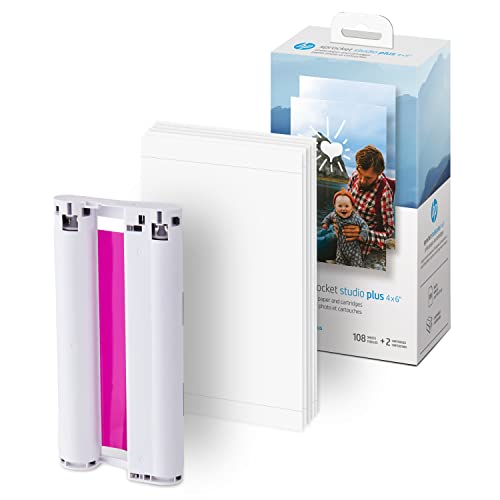 HP Sprocket Studio Plus 4x6 Instant Photo Printer – 118 Sheets & Cartridge Bundle - Wireless, Wi-Fi, Premium Dye Sublimation - Vibrant Color Pictures - Editing App for Fun, Creative Photos