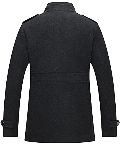 wantdo Men's Stylish Double Breasted Wool Blended Pea Coat with Belt Pure Grey M