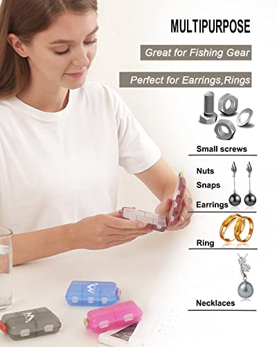 4PS Travel Pill Organizer with 164 Slice Labels,10 Compartments Travel Pill Box Portable Folding Small Pill Case Daily Pill Container Used for Carry Storage Medicine Organizer by M MUchengbao (Blue)