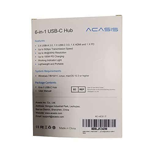 USB C Hub, Multi-Port USB Type-C Hub with 4K HDMI, Power Delivery 100 W | 3 USB 3.0 Port | 1 Type-C 3.0 Port | USB Splitter Adapter for MacBook, Mac Mini, XPS, Laptop (0.5FT)