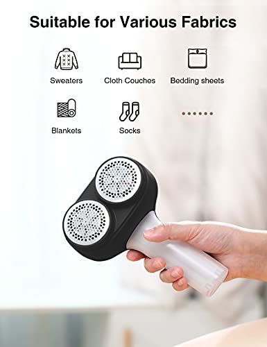 VASSON Fabric Shaver, Electric Lint Remover, Rechargeable Lint Shaver, Sweater Shavers to Remove Pilling, Large Fuzz Remover for Clothes Couch Furniture (Black)
