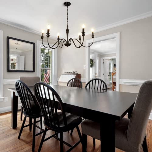 WBinDX 6-Light Farmhouse Chandelier, Rustic Black Chandeliers for Dining Room, 36.6 Inch Industrial Vintage Candle Chandelier Lighting for Bedroom Living Room Kitchen Foyer Entryway