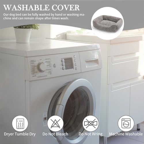 Hollypet Rectangle Pet Bed Sherpa Fleece Dog Bed, Self-Warming Pet Bed for Small-Sized Dogs Cats Sleeping Bag Cushion, Gray