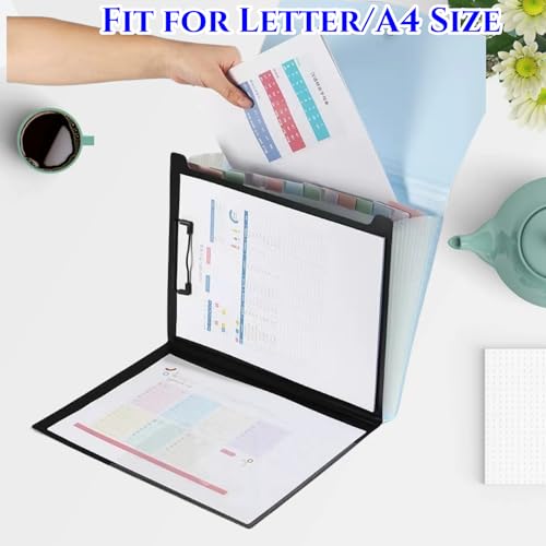 TFDLCG zm 13 Pocket Expanding File Folder,2 Pack Portfolio Accordion File Organizer,A4 Letter Size Paper Document Receipt Folder for Classroom, Home, Office and Travel (Blue+Green)