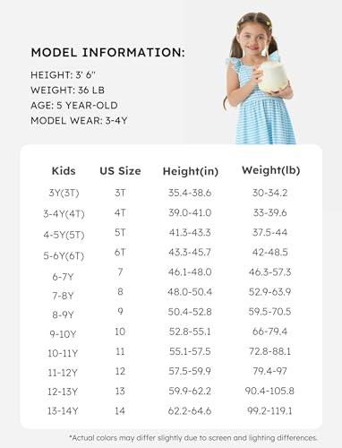 PATPAT 3 Pack Toddler Girls Clothes Ruffle Long Sleeve Casual Swing Princess Colorful Dress, White Yellow Butterfly, 9-10Years