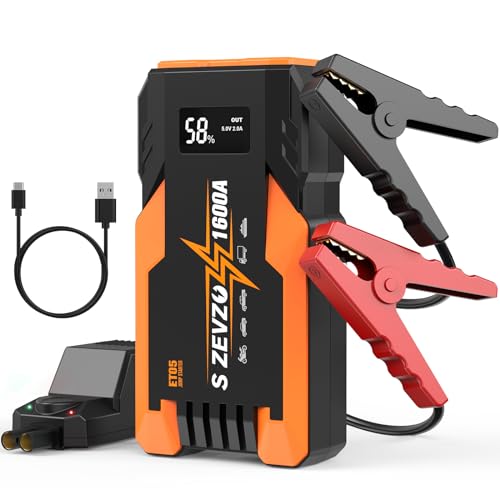 ET05 Jump Starter 1600A Portable Car Jump Starter Battery Pack for Up to 7.2L Gas and 5.5L Diesel Engines 51.8Wh 12V Jump Box with USB Ports, LCD Display and LED Light