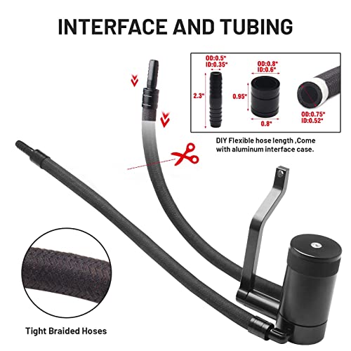 6.4L Billet Oil Catch Can Kit W/ New 5.7 HEMI Z-Bracket Technology Compatible with 2011-2021 Dodge Charger Challenger Chrysler 300 Air Oil Separator,Black