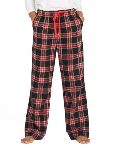 LAPASA Women's Flannel Pajama Pants Plaid 100% Cotton Pajamas Pants 2XL, Red&Blue Plaid