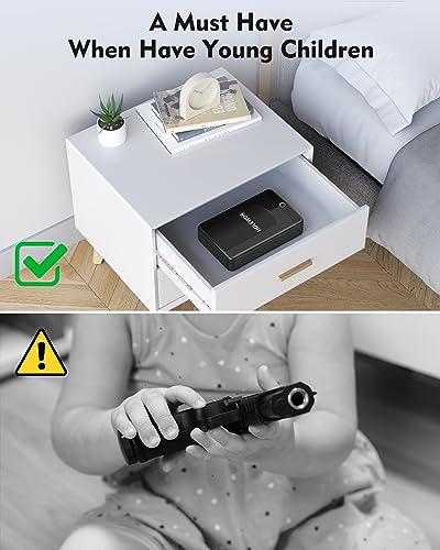 HOLEWOR Gun Safe, Small Pistol Safe Biometric Gun Safes for Handgun, Fingerprint Quick Access Handgun Safe Portable Gun Safe for Cars Travel Nightstand Bedside