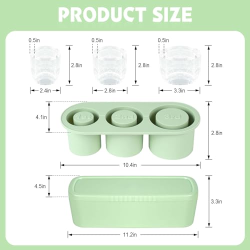 coxiecc Silicone Ice Cube Tray for Stanley Cup & Other Tumbler, 3 Pcs Cylinder Ice Mold for Freezer,With Lid and Bin, Easy Fill and Release for Chilling Whiskey, Cocktails,Drinks,Coffee -1Pack Black