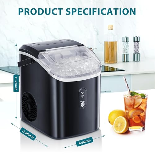 Xbeauty Countertop Nugget Ice Maker- Up to 35lbs of Ice a Day with Self-Cleaning,Stainless Steel,Removable Ice Basket&Scoop for Home/Kitchen/Office/Party, White