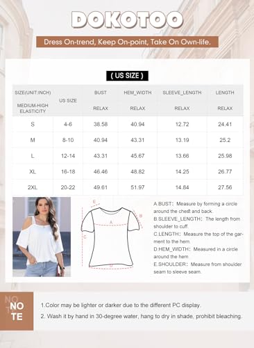 Dokotoo Black Womens Tops for Women Sexy Cute Off The Shoulder Top Cold Short Sleeve Shirts Summer Fashion 2024 Trendy Blouses Dressy Casual Business Vacation Beach Cruise Outfits Clothes Tshirts