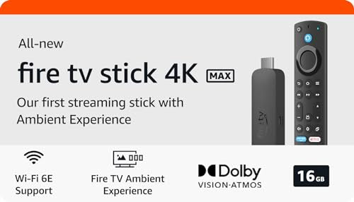 Certified Refurbished Amazon Fire TV Stick 4K Max streaming device, supports Wi-Fi 6E, free & live TV without cable or satellite