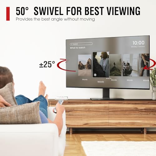 Universal Swivel TV Stand Base - Table Top TV Stand for 32 to 70 75 Inch TVs, Height Adjustable TV Mount Stand with Tempered Glass Base for Living Room, Bedroom, Holds up to 110lbs, Max VESA 600x400mm