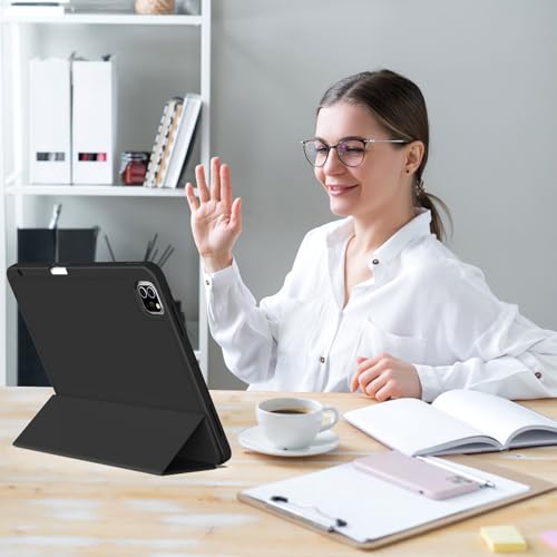 JKSML Case for iPad Pro 11, Case with Pencil Holder for iPad Pro 11 Inch 2022/2021/2020, Protective Case for iPad Pro 11 4th/3rd/2nd Generation, Soft Silicone TPU Case, Black