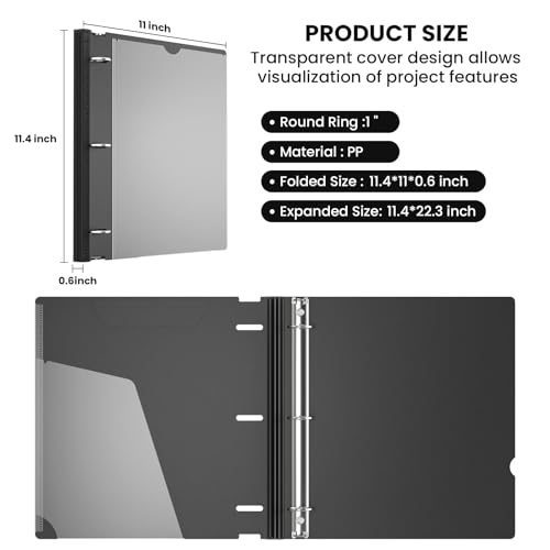 SortieOuch Telescoping 3 Ring Binder 1Inch,Flexible Binders Three Ring PVC-Free(Fit 8.5x11 Inches),Clear View Binder 220 Sheets Capacity,Telescoping Binder for School or Office Use
