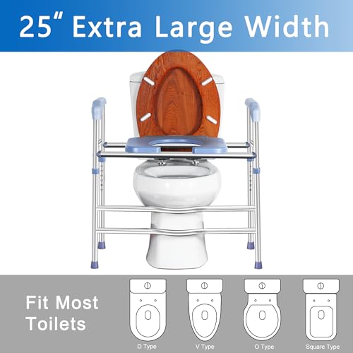 Deewow Raised Toilet Seat with Handles 400lbs, Elevated Toilet Seat Riser for Seniors with Adjustable Height, Raised Toilet Seat for Elderly, Pregnant and Handicap, Fit Any Toilet