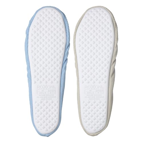 Roxoni Women's Terry Classic Cotton & Velour Ballerina Slippers (Pack of 2)